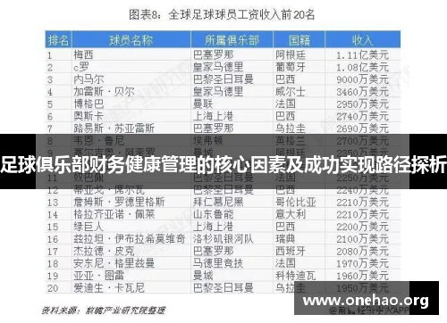 足球俱乐部财务健康管理的核心因素及成功实现路径探析