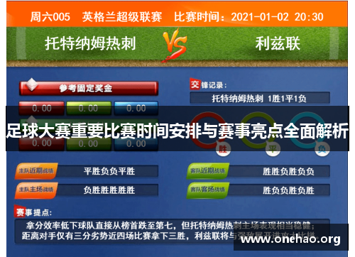 足球大赛重要比赛时间安排与赛事亮点全面解析